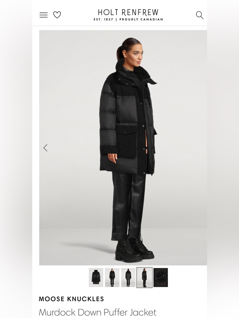 Moose Knuckles Murdoch downWomen's parka Puffer Coat Blk Medium NWT $1350